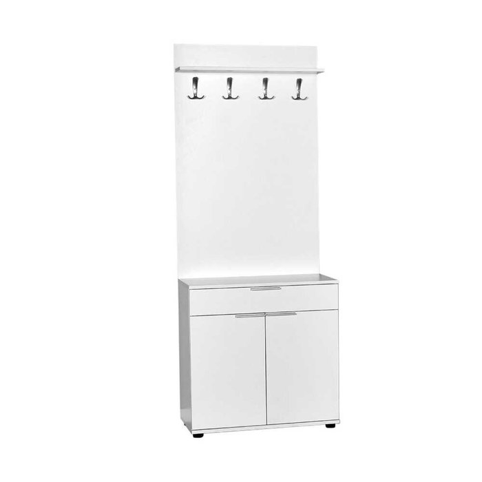 Hanah Home Soporte de Pasillo Blanco con Cajón y Estantes Hanah Home Soporte de Pasillo Blanco con Cajón y Estantes
